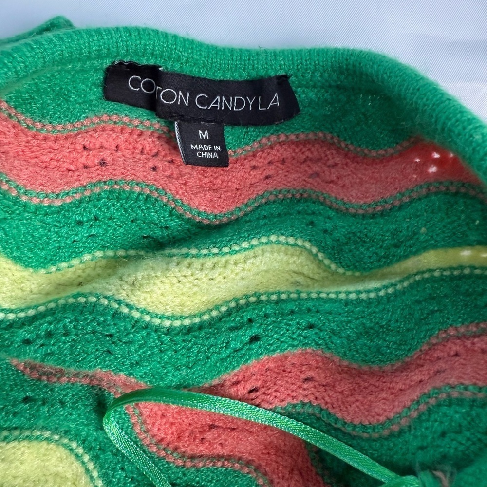 Cotton Candy Green, Yellow, and Red Crop Top - Picture 3 of 3